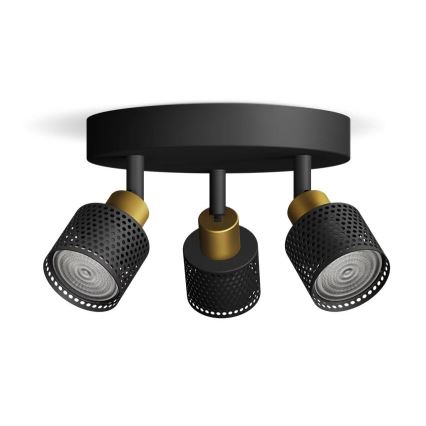 Philips - Bodové svítidlo NIALL 3xGU10/5W/230V černá/mosaz