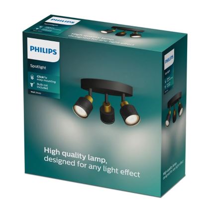Philips - Bodové svítidlo NIALL 3xGU10/5W/230V černá/mosaz