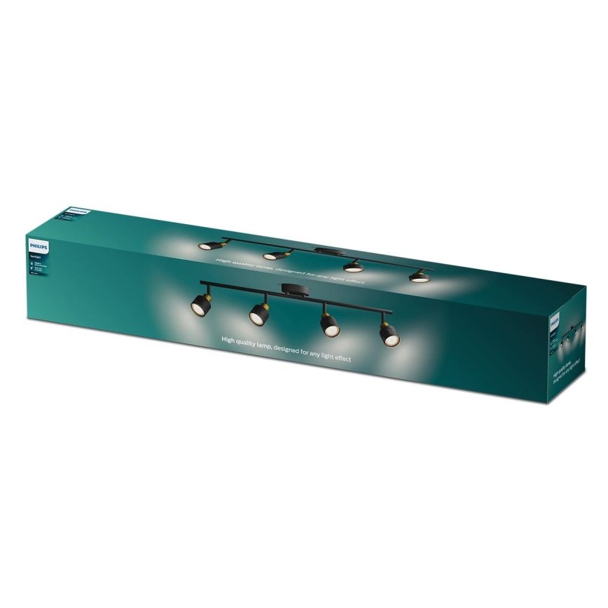 Philips - Bodové svítidlo NIALL 4xGU10/5W/230V černá/mosaz