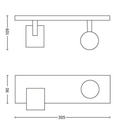 Philips - Bodové svítidlo RUNNER 2xGU10/20W/230V černá