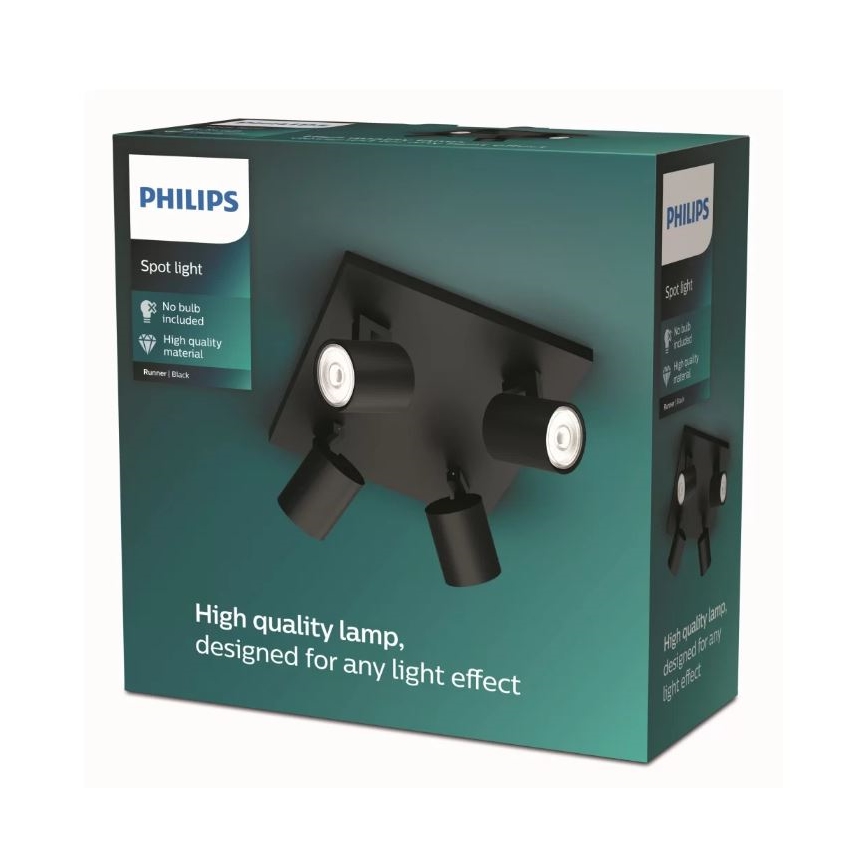 Philips - Bodové svítidlo 4xGU10/20W/230V černá