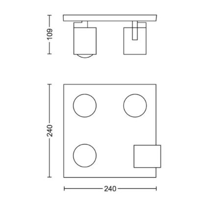 Philips - Bodové svítidlo 4xGU10/20W/230V černá