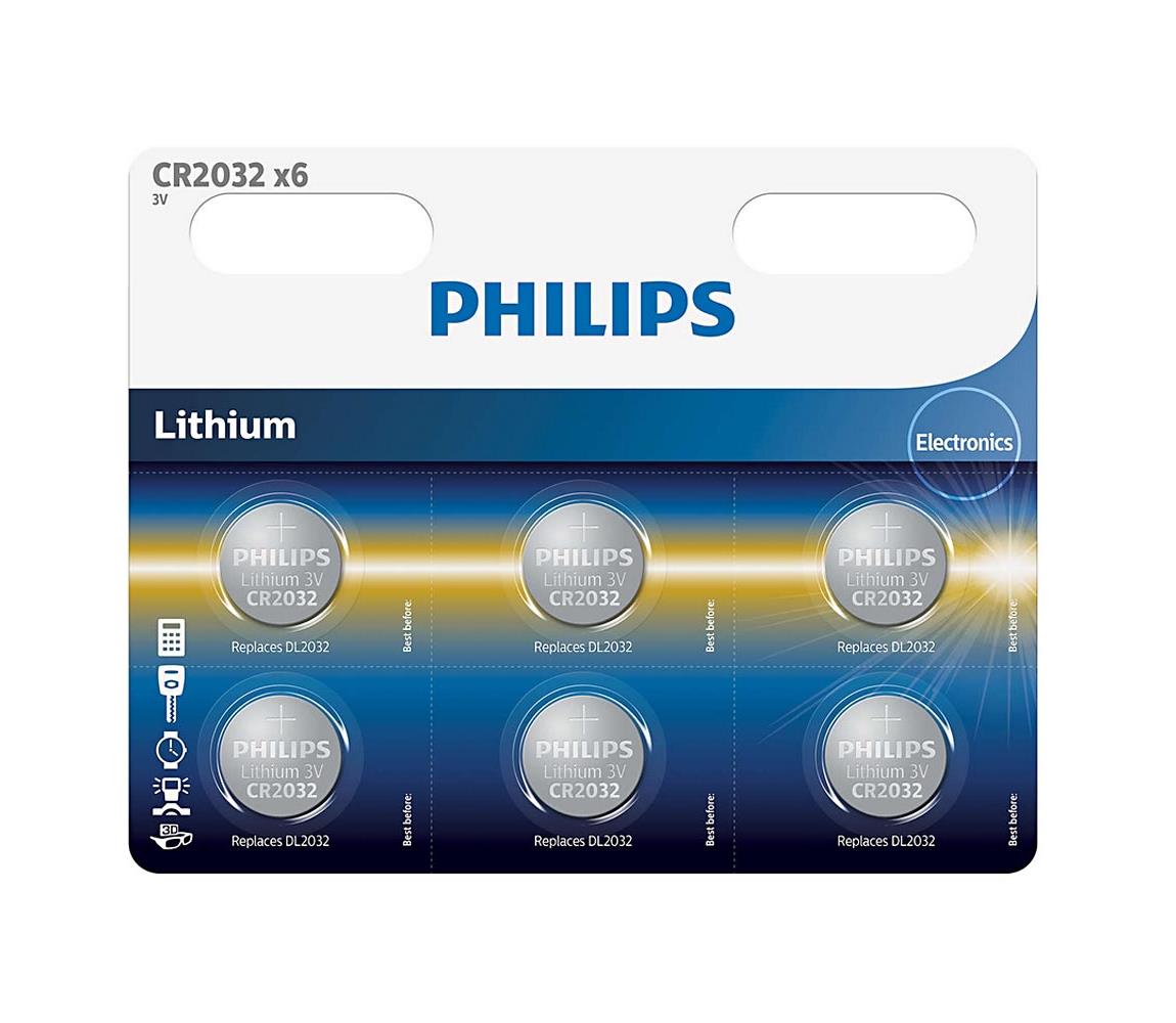 Philips Philips CR2032P6/01B - 6 ks Lithiová baterie knoflíková CR2032 MINICELLS 3V P2227