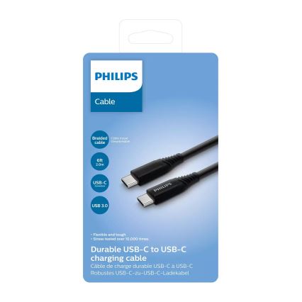 Philips DLC5206C/00 - USB kabel USB-C 3.0 konektor 2m černá/šedá