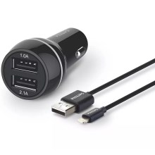 Philips DLP2357V/10 - Nabíječka do auta 2xUSB/12V + kabel USB/lightning konektor