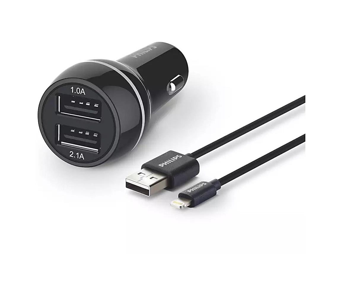 Philips Philips DLP2357V/10 -Nabíječka do auta 2xUSB/12V + kabel USB/lightning konektor P5345