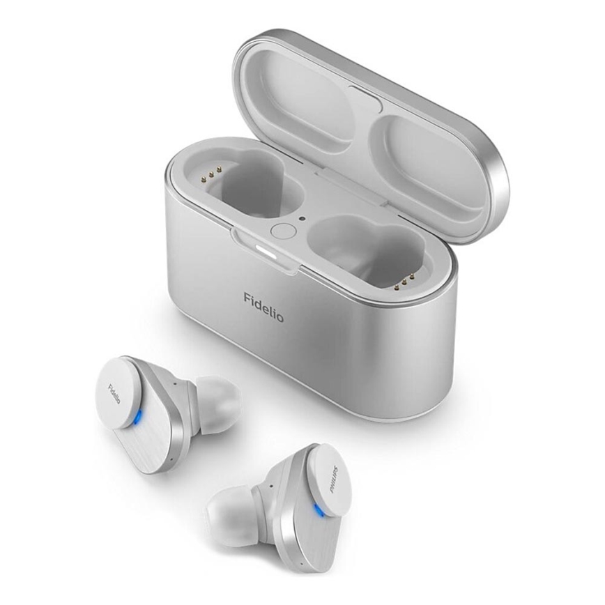 Philips Fidelio T1WT/00 - Bezdrátová sluchátka IPX4 2x 60 mAh + 650 mAh stříbrná