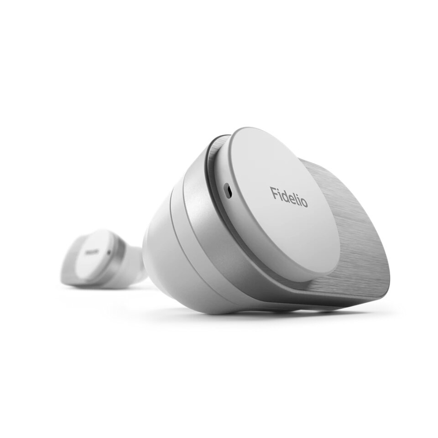 Philips Fidelio T1WT/00 - Bezdrátová sluchátka IPX4 2x 60 mAh + 650 mAh stříbrná