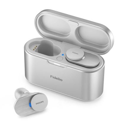 Philips Fidelio T1WT/00 - Bezdrátová sluchátka IPX4 2x 60 mAh + 650 mAh stříbrná