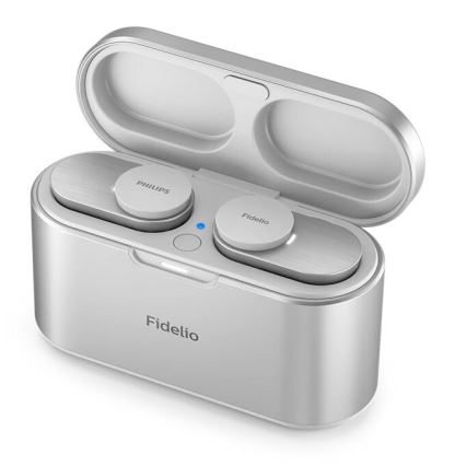 Philips Fidelio T1WT/00 - Bezdrátová sluchátka IPX4 2x 60 mAh + 650 mAh stříbrná