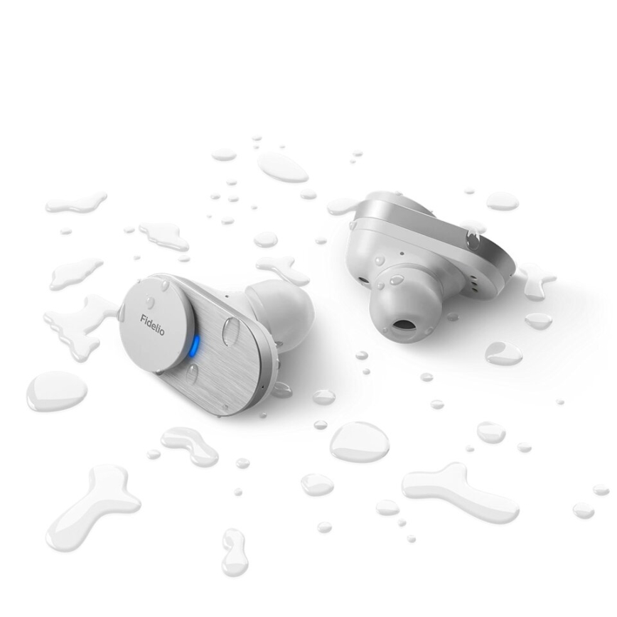 Philips Fidelio T1WT/00 - Bezdrátová sluchátka IPX4 2x 60 mAh + 650 mAh stříbrná