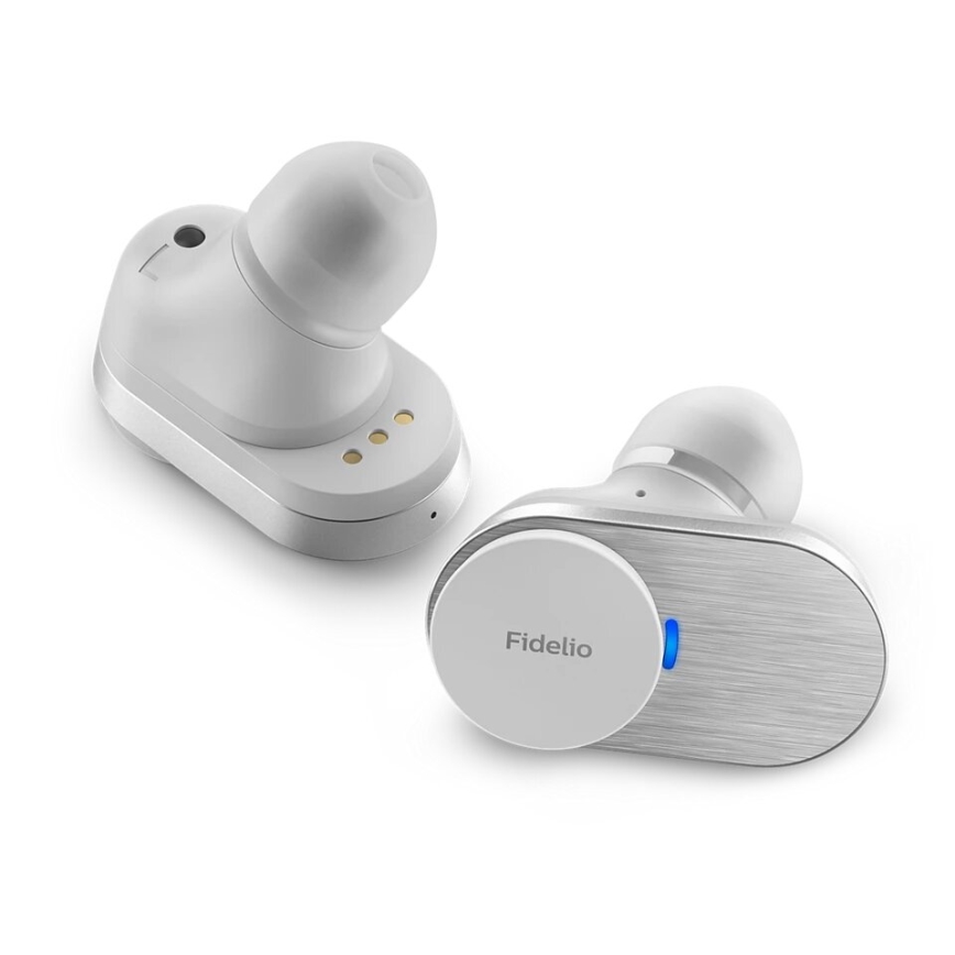 Philips Fidelio T1WT/00 - Bezdrátová sluchátka IPX4 2x 60 mAh + 650 mAh stříbrná