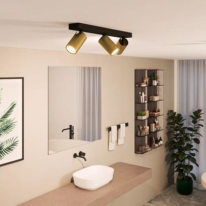 Philips - Koupelnové bodové svítidlo IDRIS 3xGU10/5W/230V IP44 černá/zlatá
