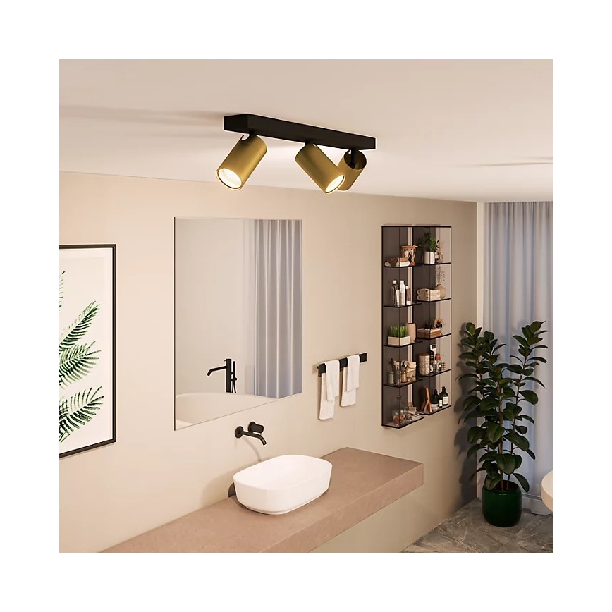 Philips - Koupelnové bodové svítidlo IDRIS 3xGU10/5W/230V IP44 černá/zlatá
