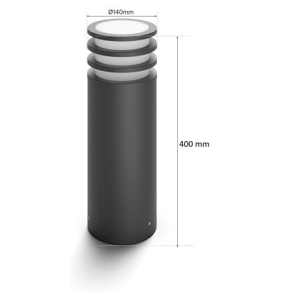 Philips - LED RGB Stmívatelná venkovní lampa Hue LUCCA 1xE27/8,1W/230V 40 cm 1000-20000K IP44