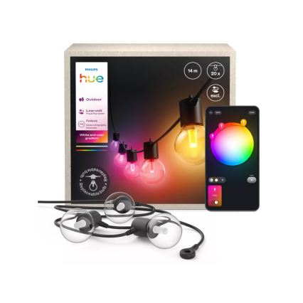 Philips - LED RGBW Prodlužovací stmívatelný venkovní řetěz Hue FESTAVIA 20xLED 14m IP65