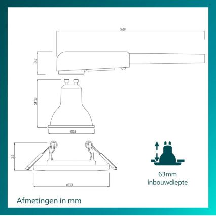 Philips - LED RGBW Stmívatelné podhledové svítidlo PERIDOT 1xGU10/6W/230V černá + dálkové ovládání