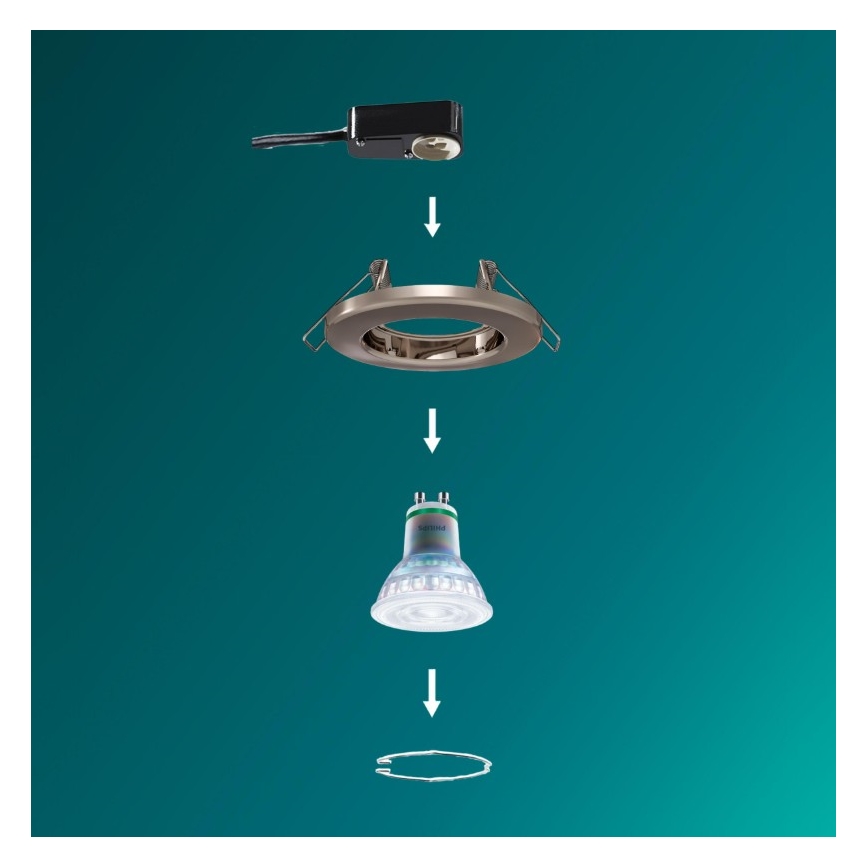 Philips - LED RGBW Stmívatelné podhledové svítidlo PERIDOT 1xGU10/6W/230V stříbrná + dálkové ovládání