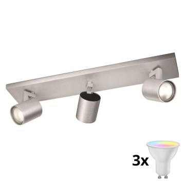 Philips - LED RGBW Stmívatelné bodové svítidlo 3xGU10/4,8W/230V matný chrom + dálkové ovládání