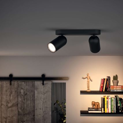 Philips - LED RGBW Stmívatelné bodové svítidlo PONGEE 2xGU10/4,8W/230V 3000K černá + dálkové ovládání
