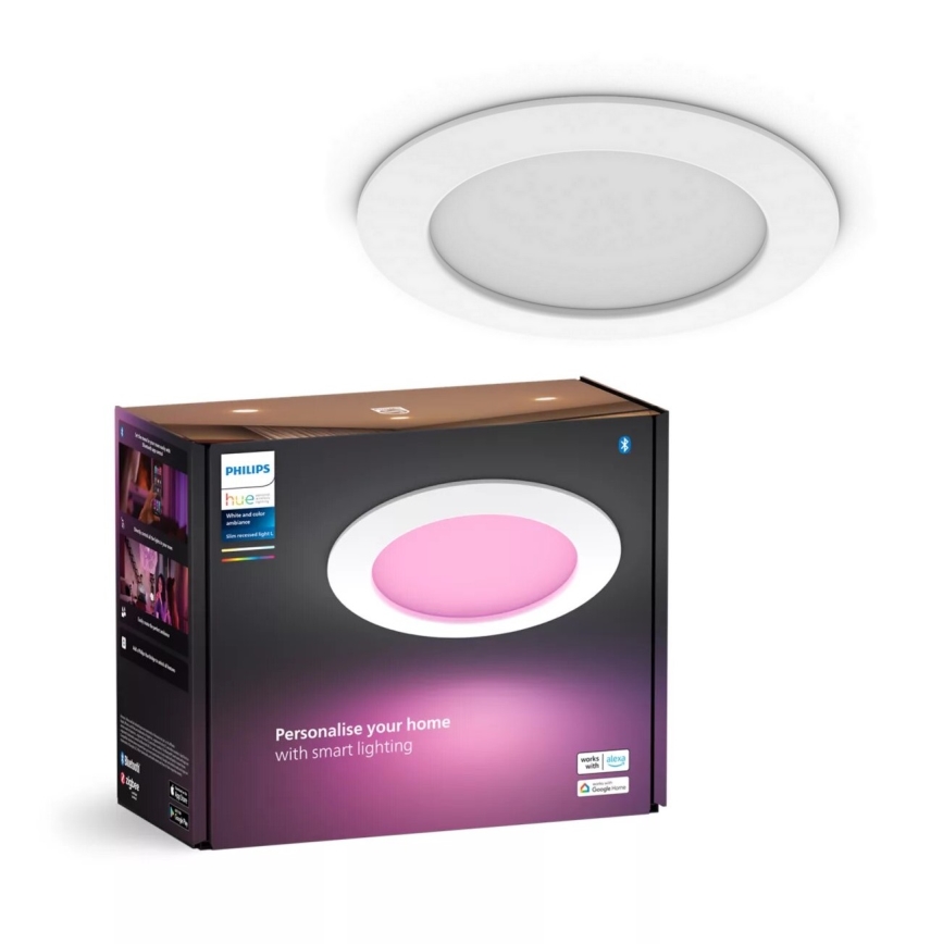 Philips - LED RGBW Stmívatelné koupelnové podhledové svítidlo Hue SLIM LED/12W/230V IP44 2200-6500K