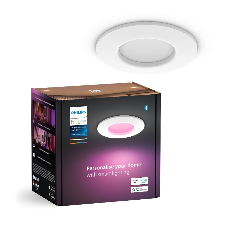 Philips - LED RGBW Stmívatelné koupelnové podhledové svítidlo Hue SLIM LED/8,3W/230V 2000-6500K IP44 bílá