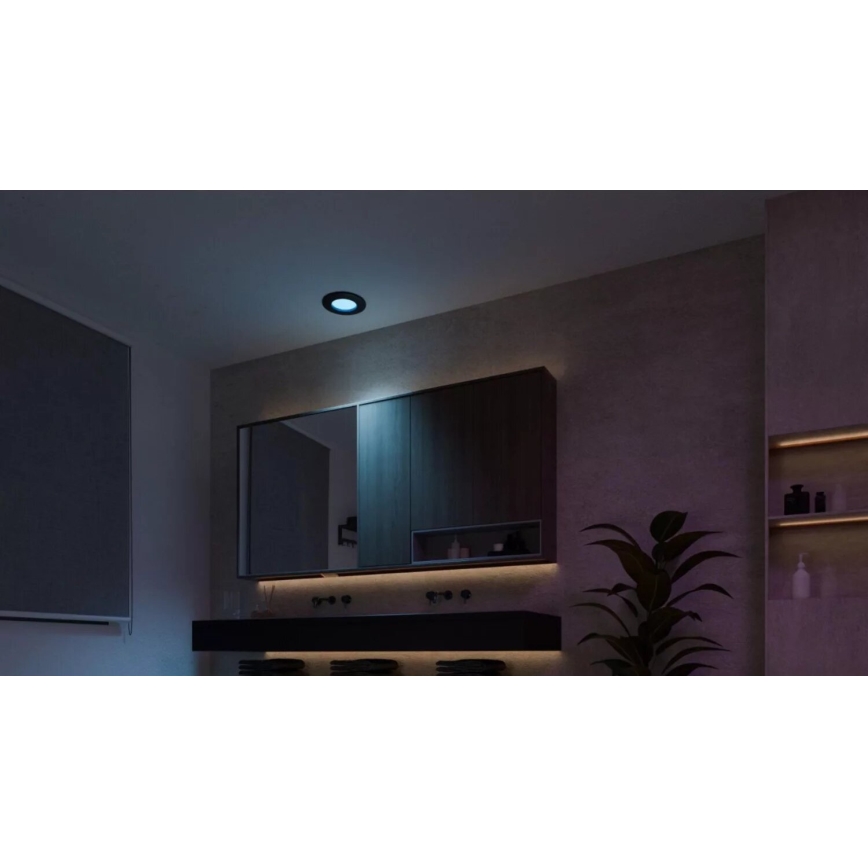 Philips - LED RGBW Stmívatelné koupelnové podhledové svítidlo Hue SLIM LED/8,3W/230V 2000-6500K IP44 černá