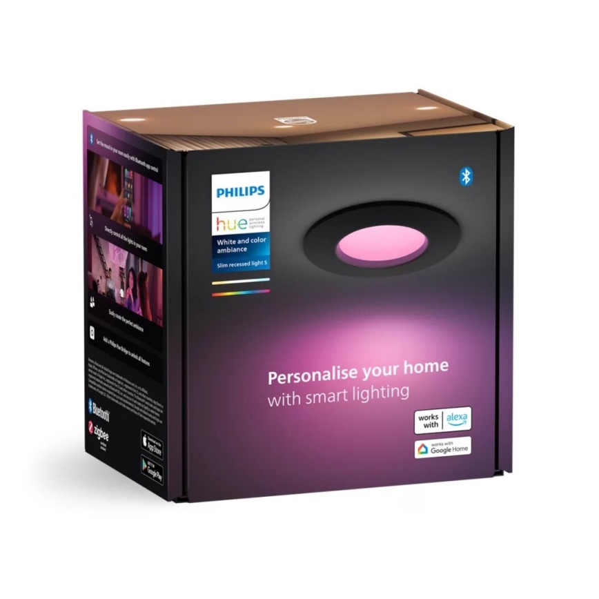 Philips - LED RGBW Stmívatelné koupelnové podhledové svítidlo Hue SLIM LED/8,3W/230V 2000-6500K IP44 černá