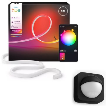 Philips - LED RGBW Stmívatelný venkovní pásek Hue NEON 5m LED/30W/230V 2200-6500K IP67 + senzor pohybu