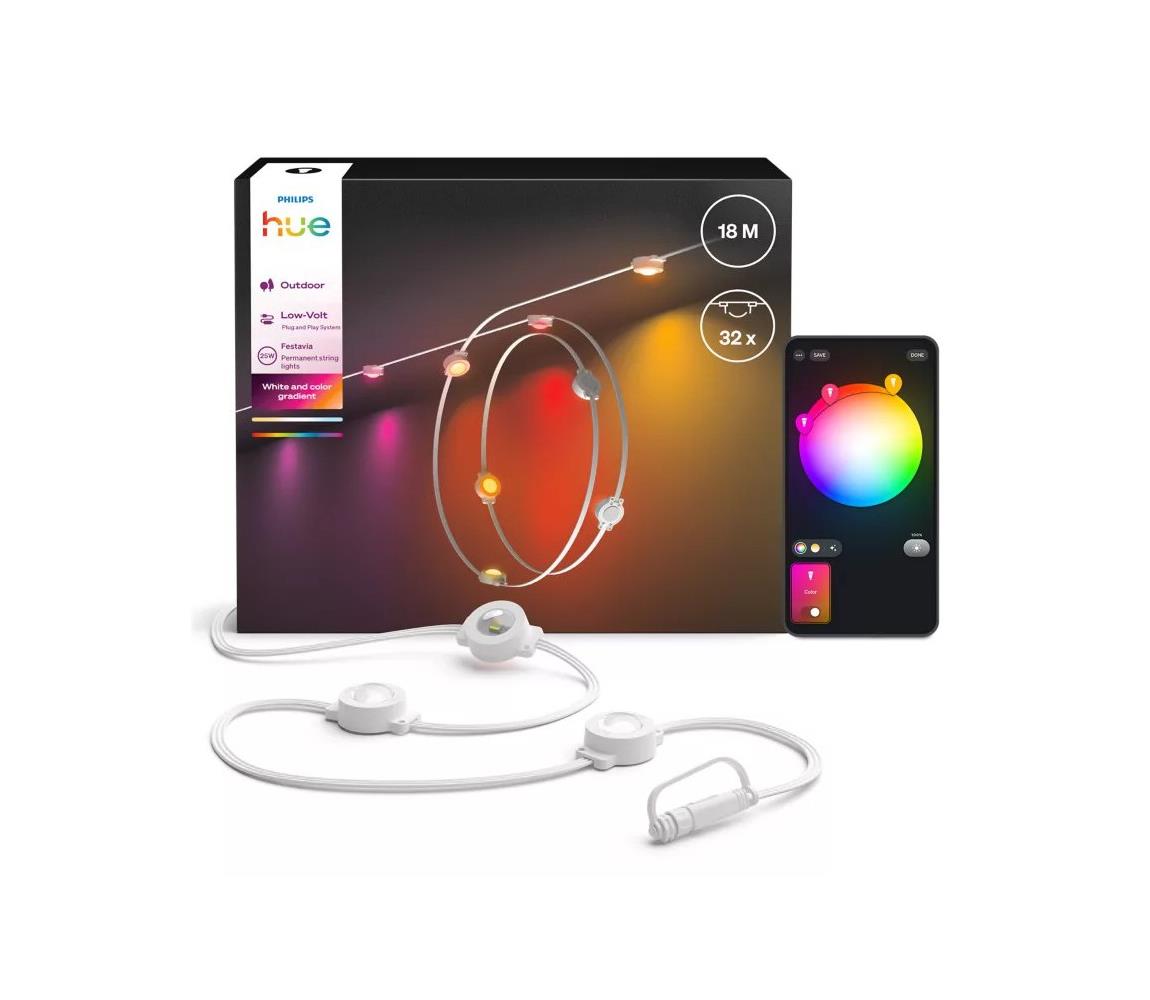 Philips - LED RGBW Stmívatelný venkovní řetěz Hue FESTAVIA 32xLED 18m IP65 872110307850600 Bílá
