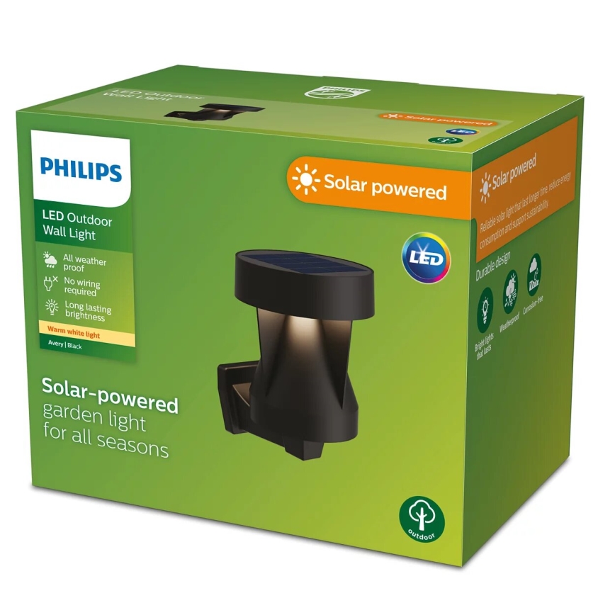 Philips - LED Solární nástěnné svítidlo AVERY LED/1,8W/3,7V 2600 mAh 2700K IP44