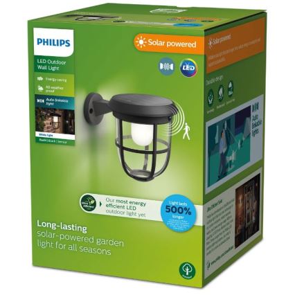 Philips - LED Solární nástěnné svítidlo se senzorem RADII LED/1,3W/3,7V 2000 mAh 3000K IP44