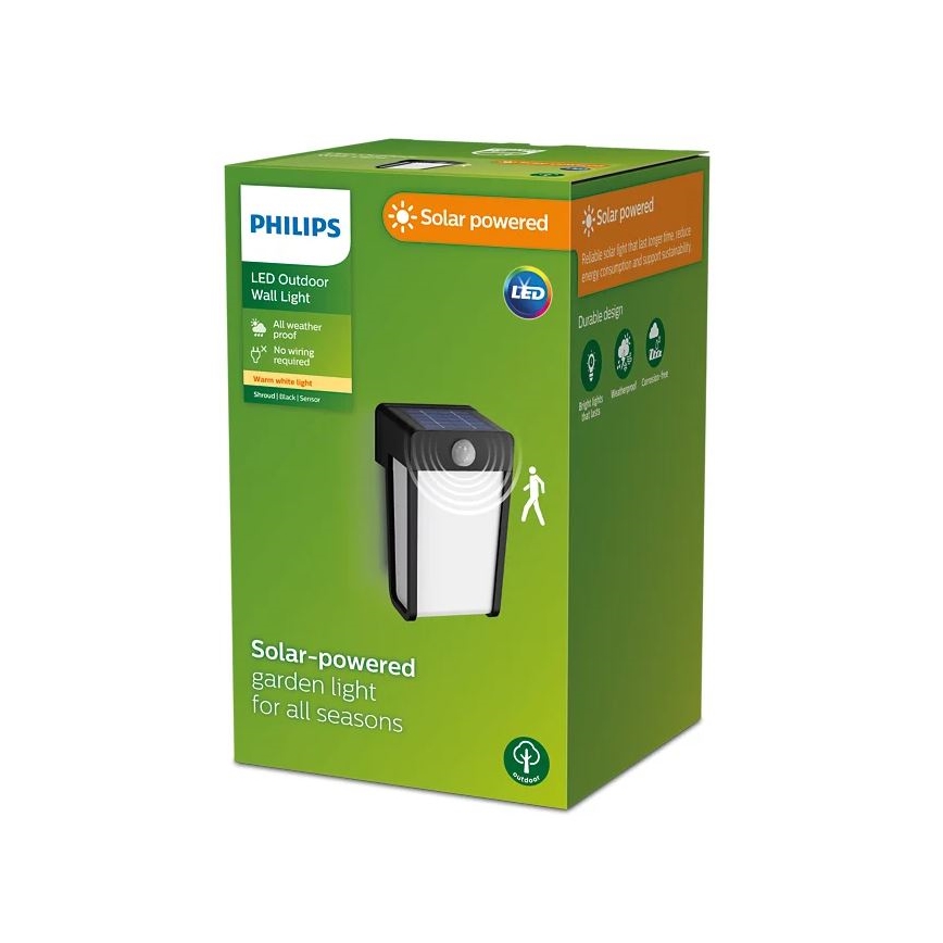 Philips - LED Solární nástěnné svítidlo se senzorem SHROUD LED/2,3W/3,7V 600 mAh IP44