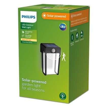 Philips - LED Solární nástěnné svítidlo se senzorem SHROUD LED/2,3W/3,7V 600 mAh IP44