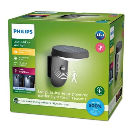 Philips - LED Solární nástěnné svítidlo se senzorem pohybu a soumraku LED/1,2W/4V 1800 mAh 4000K IP44