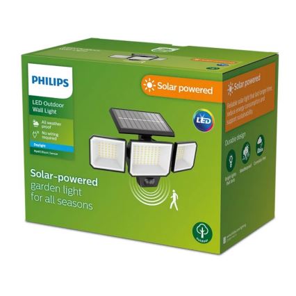 Philips -  LED Solární nástěnný reflektor se senzorem NYSIL 3xLED/8,7W/3,7V 2000 mAh IP65
