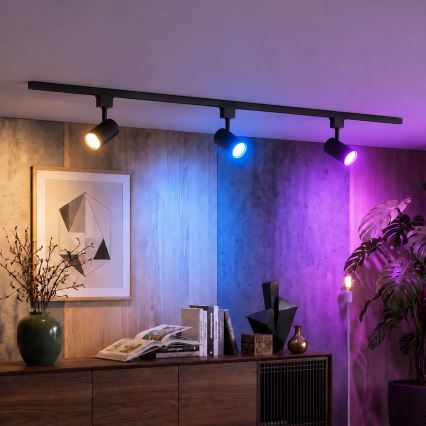 Philips - LED RGBW Stmívatelné bodové svítidlo v lištovém systému EASYLINK HUE 3xGU10/4,7W/230V 2200-6500K 1m černá + Hue bridge