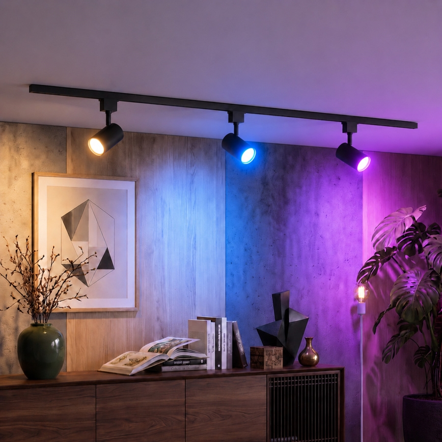 Philips - LED RGBW Stmívatelné bodové svítidlo v lištovém systému EASYLINK HUE 3xGU10/4,7W/230V 2200-6500K 1m černá
