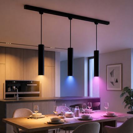 Philips - LED RGBW Stmívatelný lustr na lanku v lištovém systému EASYLINK HUE 3xGU10/4,7W/230V 2200-6500K 1m černá