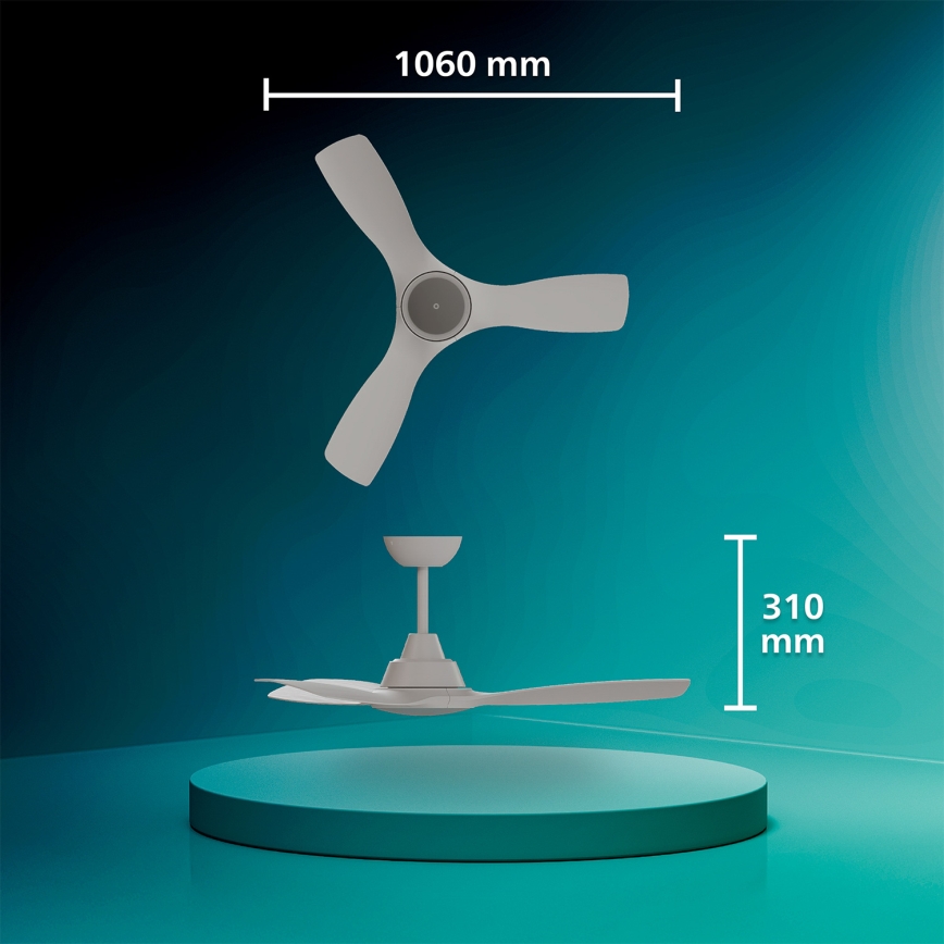 Philips - LED Stmívatelný stropní ventilátor OLAS LED/24W/230V pr. 106 cm bílá + dálkové ovládání