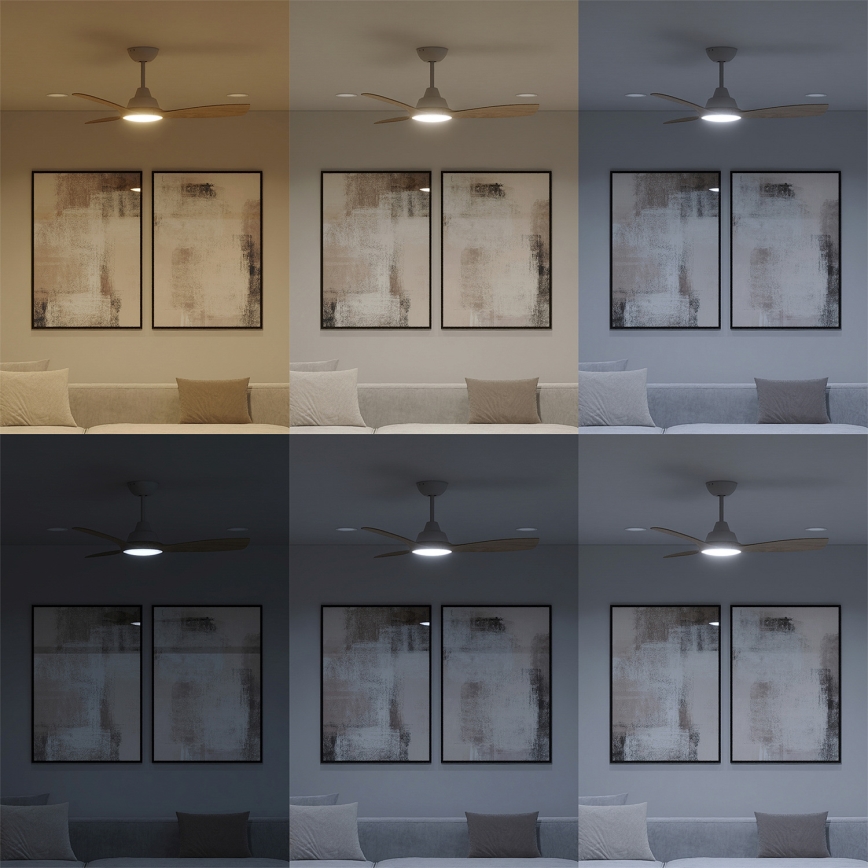 Philips - LED Stmívatelné stropní ventilátor OLAS LED/24W/230V pr. 106 cm bílá/hnědá + dálkové ovládání