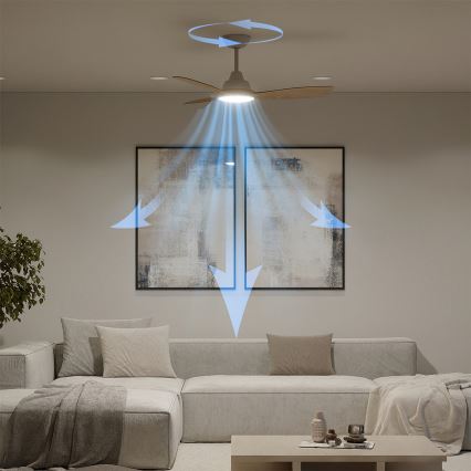 Philips - LED Stmívatelné stropní ventilátor OLAS LED/24W/230V pr. 106 cm bílá/hnědá + dálkové ovládání