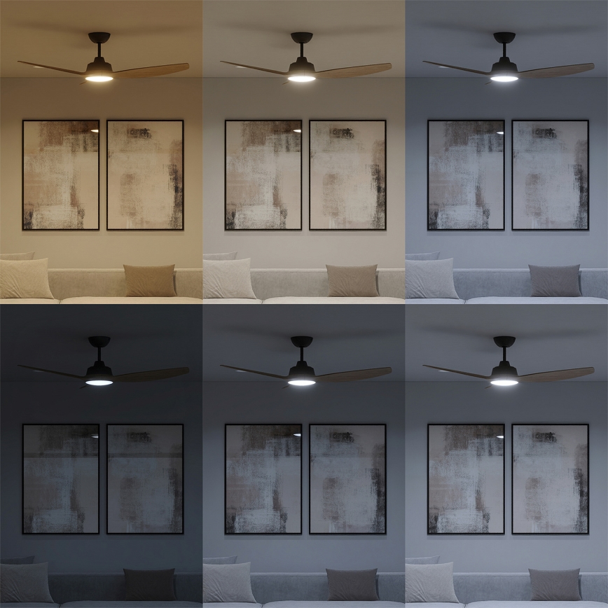 Philips - LED Stmívatelný stropní ventilátor OLAS LED/24W/230V pr. 132 cm černá/hnědá + dálkové ovládání