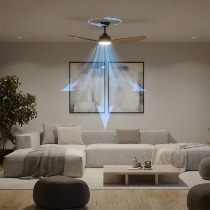 Philips - LED Stmívatelný stropní ventilátor OLAS LED/24W/230V pr. 132 cm černá/hnědá + dálkové ovládání