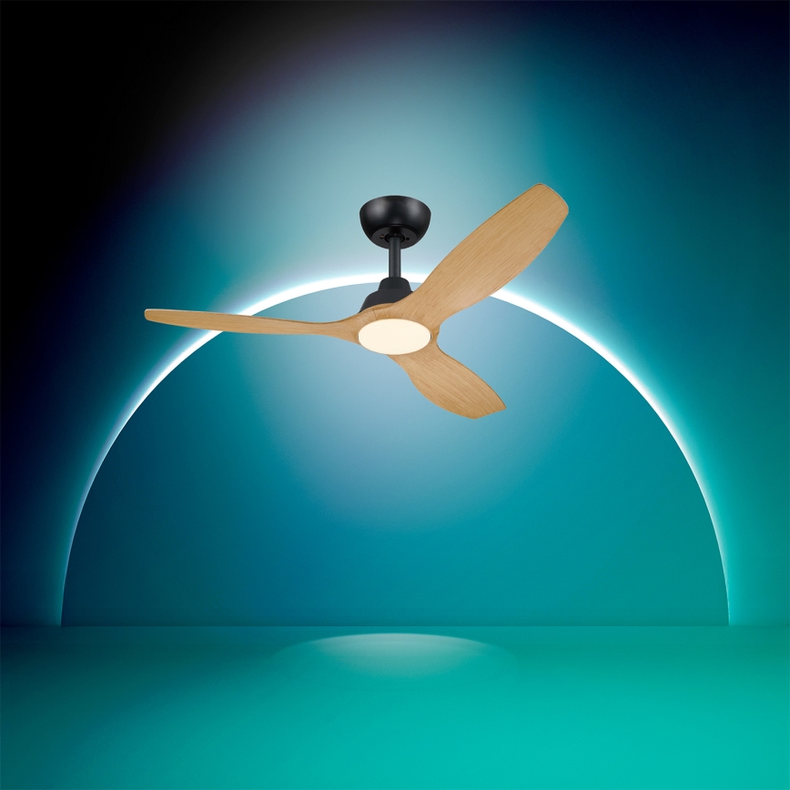 Philips - LED Stmívatelný stropní ventilátor OLAS LED/24W/230V pr. 132 cm černá/hnědá + dálkové ovládání