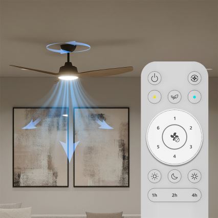 Philips - LED Stmívatelný stropní ventilátor OLAS LED/24W/230V pr. 132 cm černá/hnědá + dálkové ovládání
