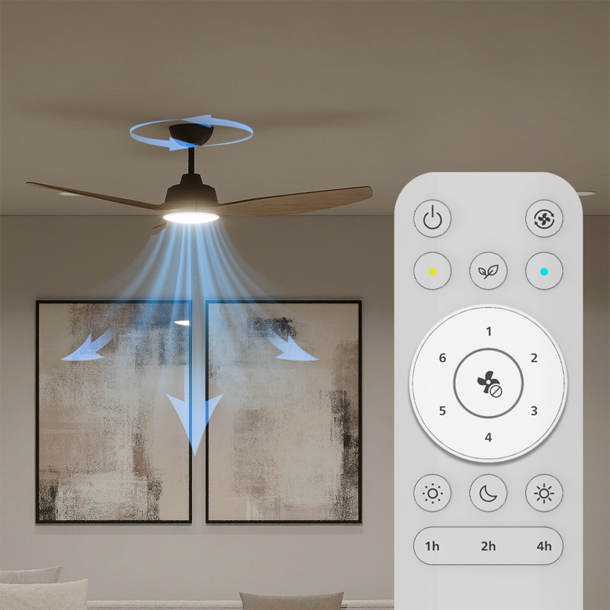 Philips - LED Stmívatelný stropní ventilátor OLAS LED/24W/230V pr. 132 cm černá/hnědá + dálkové ovládání