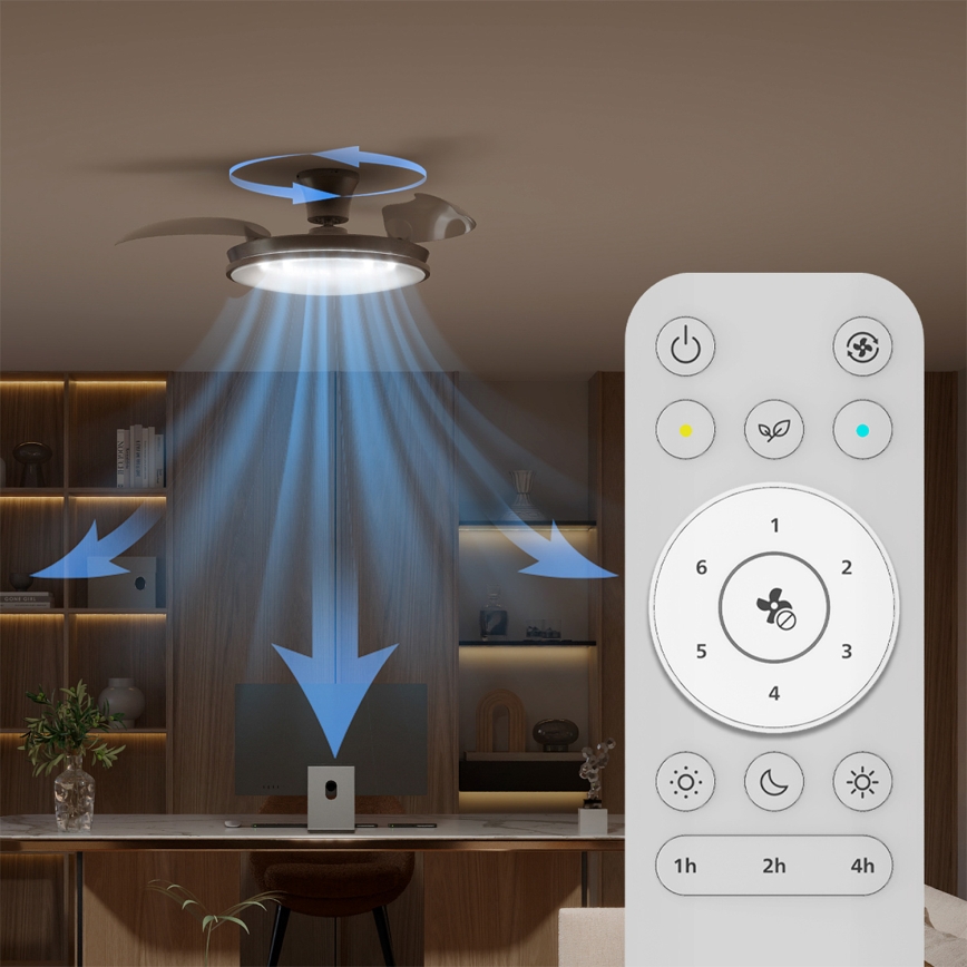 Philips - LED Stmívatelné stropní svítidlo s ventilátorem ATLAS LED/35W/230V matný chrom + dálkové ovládání