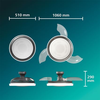 Philips - LED Stmívatelné stropní svítidlo s ventilátorem BLISS LED/35W/230V černá + dálkové ovládání