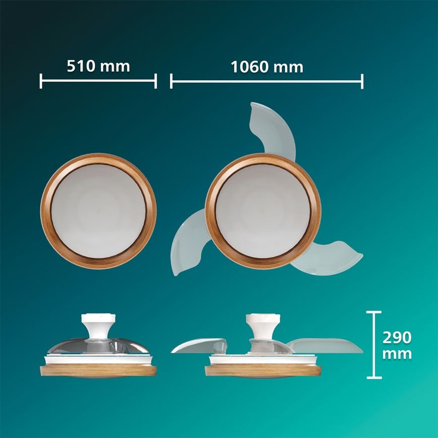 Philips - LED Stmívatelné stropní svítidlo s ventilátorem BLISS LED/35W/230V hnědá + dálkové ovládání